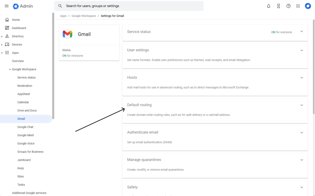 Configure Gmail default routing for your groups to set up auto replies for suspended users