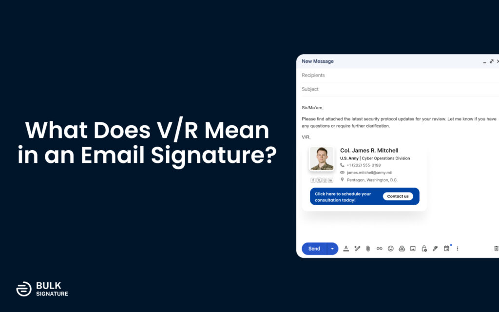 Hero: Learn what does V/R mean in email signature