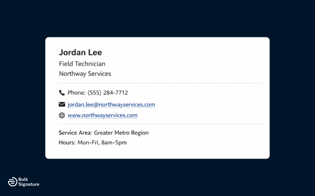 Field Team or Contractor's Email Signature