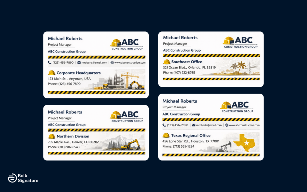 Multi-Location Construction Company Email Signature