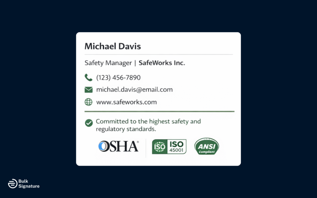 Safety & Compliance-Focused Email Signature