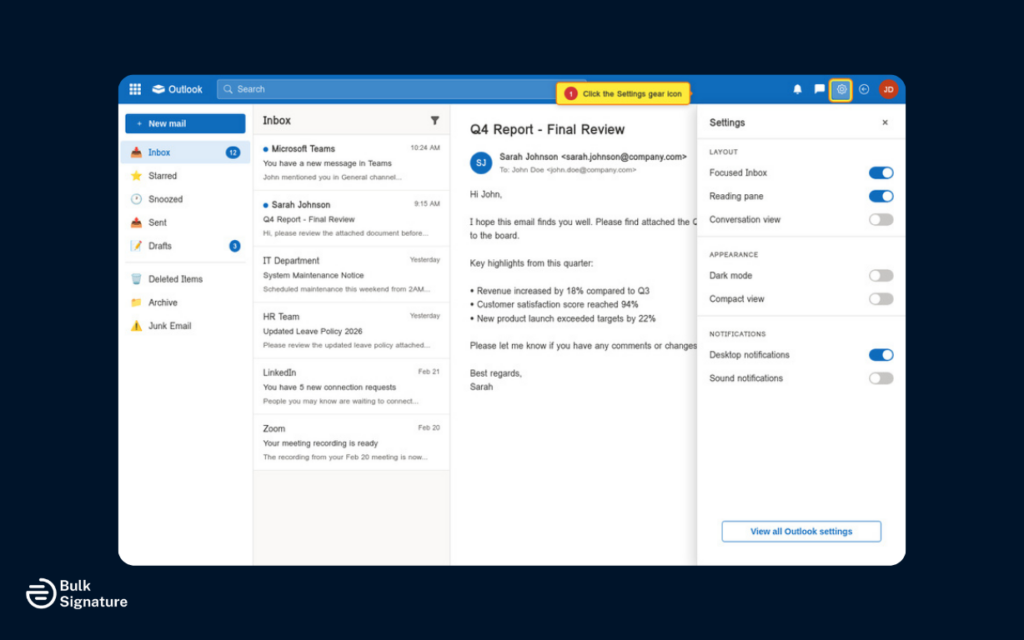 Step 1: Access Outlook Settings