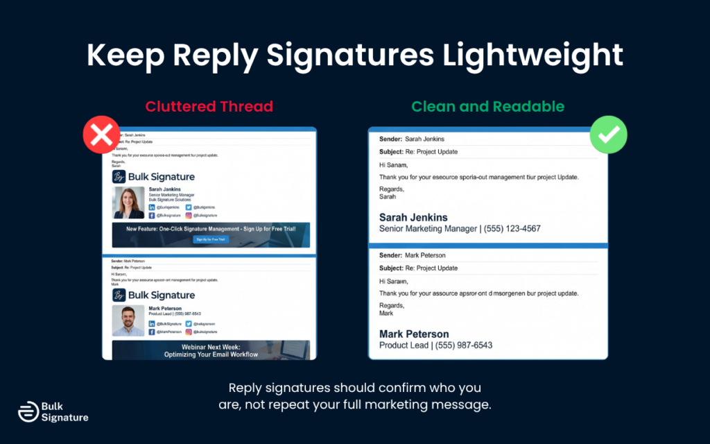 Keep Reply and Forward Signatures Lightweight