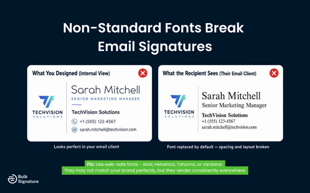 Mistake #4: Using Non-Standard Fonts That Don't Render