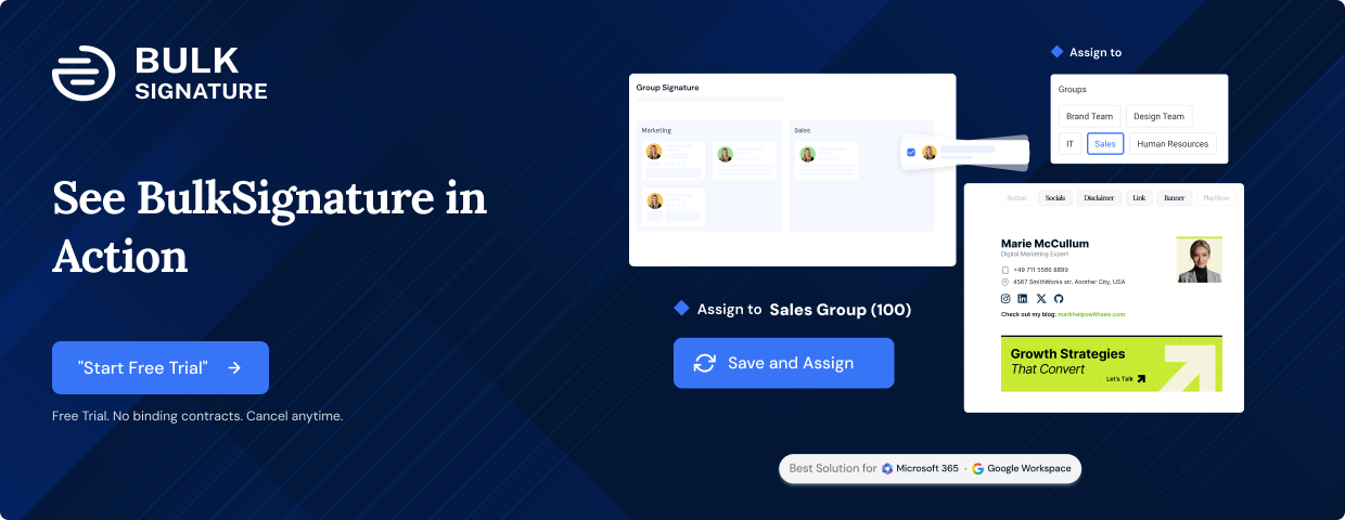 BulkSignature dashboard for centralized email signature management across Google Workspace and Microsoft 365